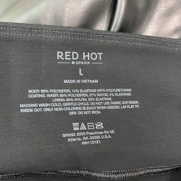 Red Hot Spanx Leggings Womens Large Black Faux Leather Pull On High Rise Stretch - Picture 6 of 10